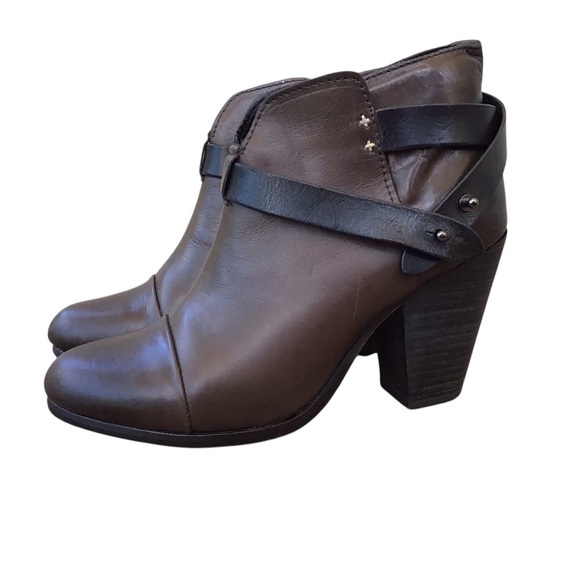 Rag & Bone Brown Leather Harrow Ankle Boots - Picture 1 of 10